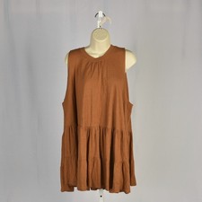 Free People Babydoll Sleeveless Bohemian Hippie Girl Mini Dress Size L  (NWT)