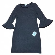 Calvin Klein Midi Charcoal Grey Dress NWT Size Large Flared Sleeves