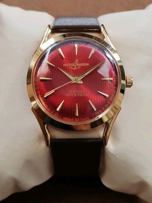 Vintage Ulysse Nardin 17 Jewel Manual Winding Red Dial Swiss Made Men's Watch
