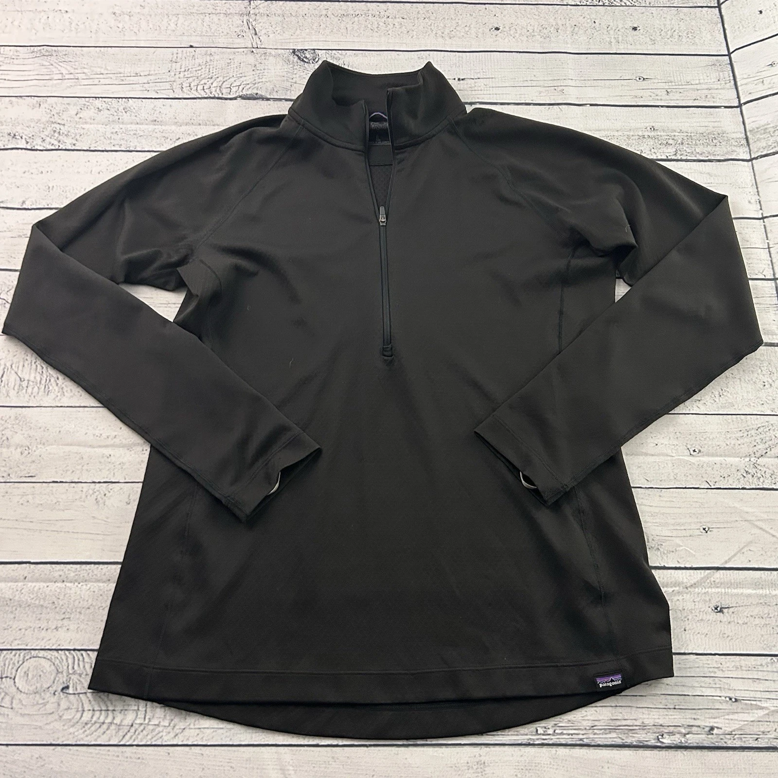 Patagonia Capilene Midweight 1/4 Zip Long Sleeve Shirt Women's Large Black