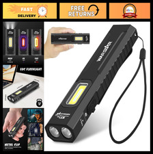 Rechargeable EDC Flashlight, 1500 Lumens Flat Pocket Flashlight with UV Light, M