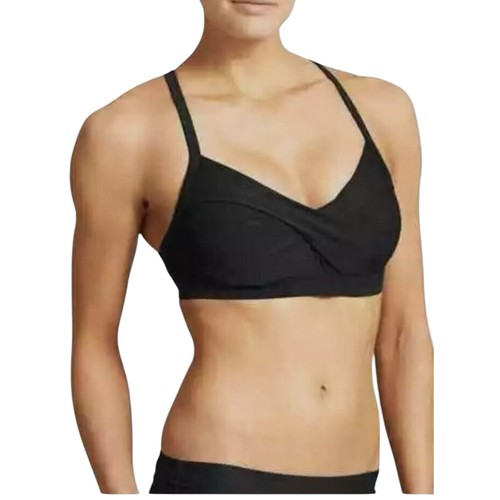 Athleta Women Black 34 D/DD Wild Bloom Twister Bikini Top Adjustable #964874 - Picture 1 of 3