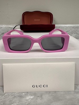 Gucci Men AUTHENTIC Sunglasses Pink Grey Rectangle GG1325S 006 for