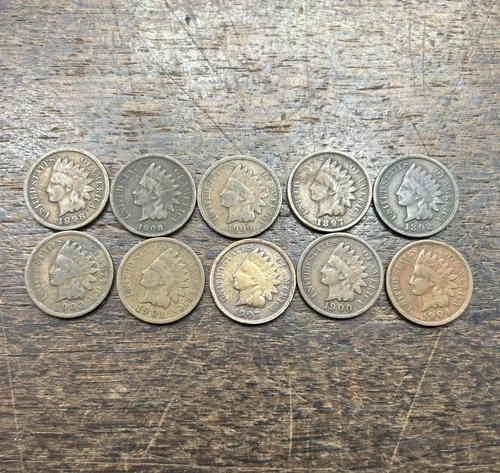 indian Head Penny Lot of 10 - Good Variety Of Dates #03