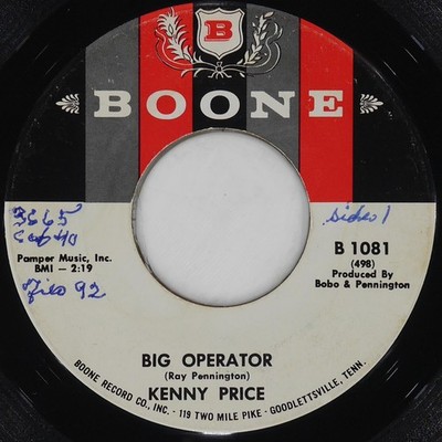 KENNY PRICE It Don'T Mean A Thing To Me BOONE B 1081 VG 45 1969 Country 7'' Folk