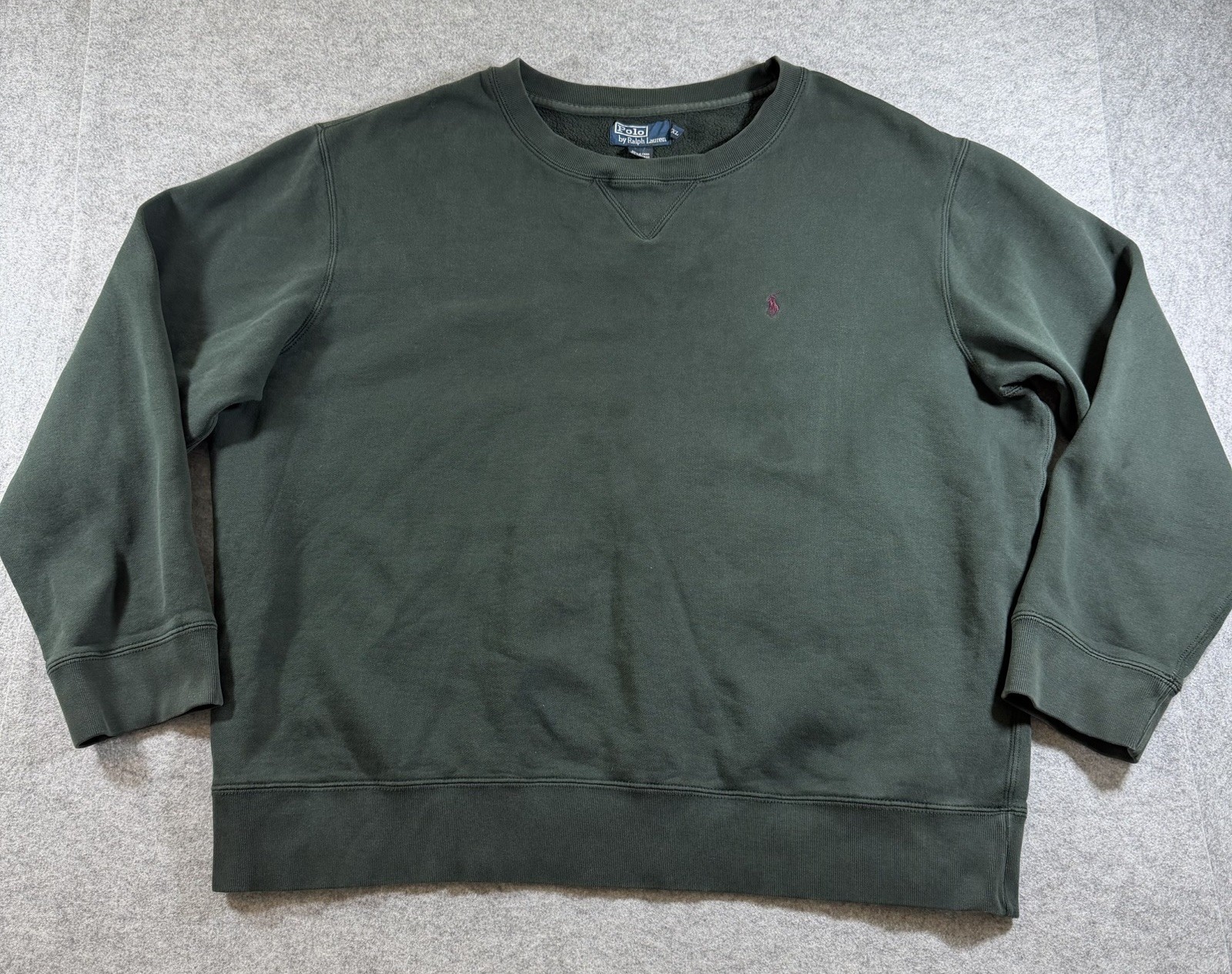 Polo Ralph Lauren Sweatshirt Mens 2XL Hunter Green Vintage 90s Crewneck *Flaws*