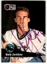 Rob Zettler 1991-92 Pro Set Auto #330 IN PERSON San Jose Sharks