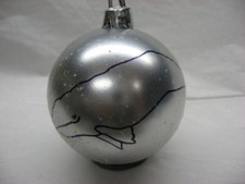 NEW HANDPAINTED GRAY WHALE UNBREAKABLE SILVER CHRISTMAS ORNAMENT 2 1/2"
