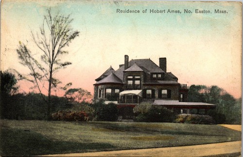 Vintage Massachusetts MA Postcard Residence of Hobart Ames North Easton 1909 - Picture 1 of 3