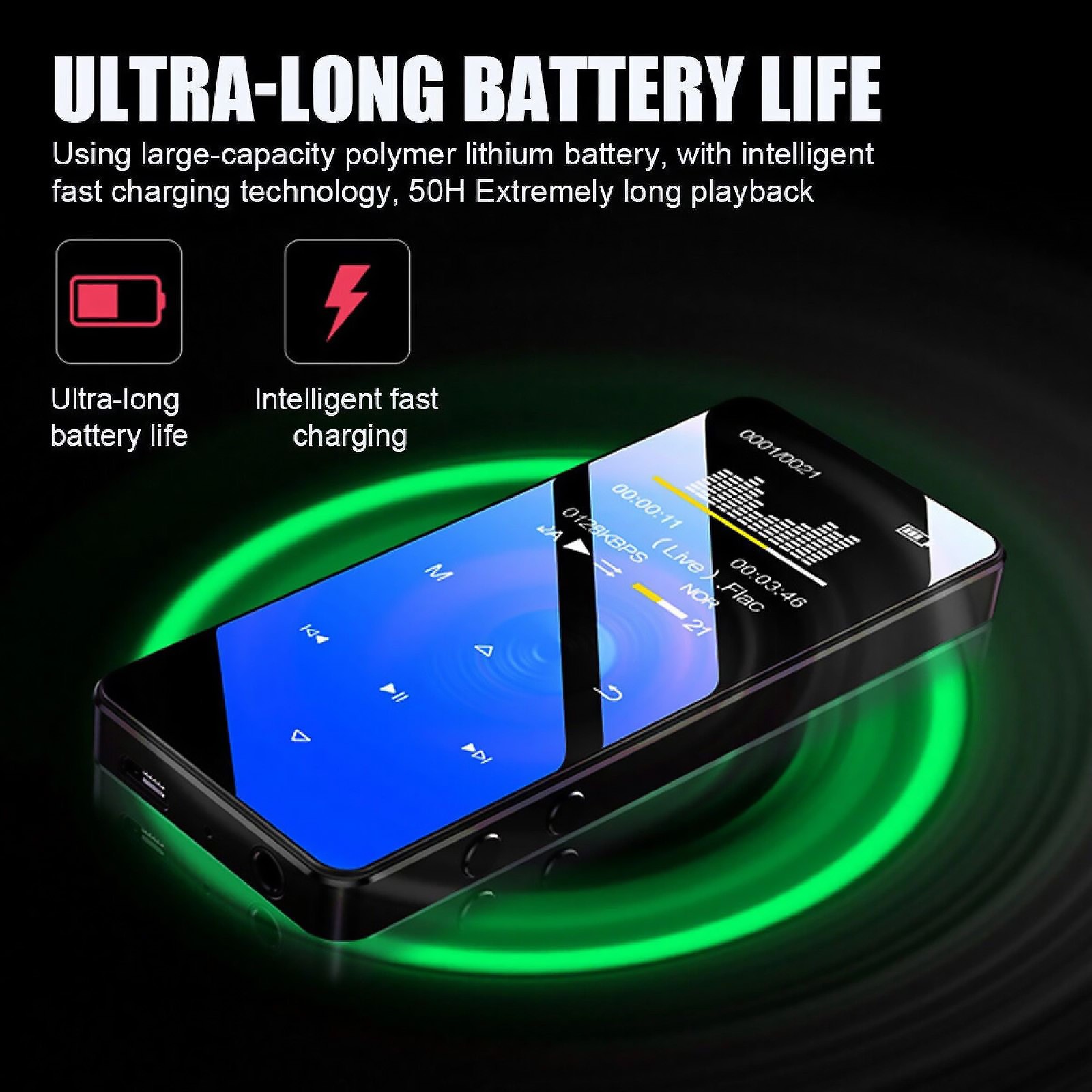 5.0 Bluetooth MP4/MP3 Player Support MP3, WAV, and Other Playback Formats