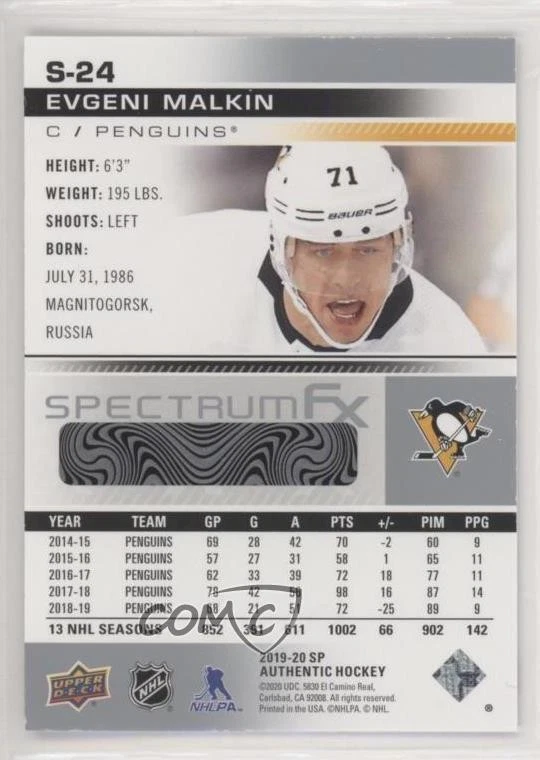 2019-20 SP Authentic Spectrum FX Veterans Bounty Evgeni Malkin #S-24 - Image 2 of 2