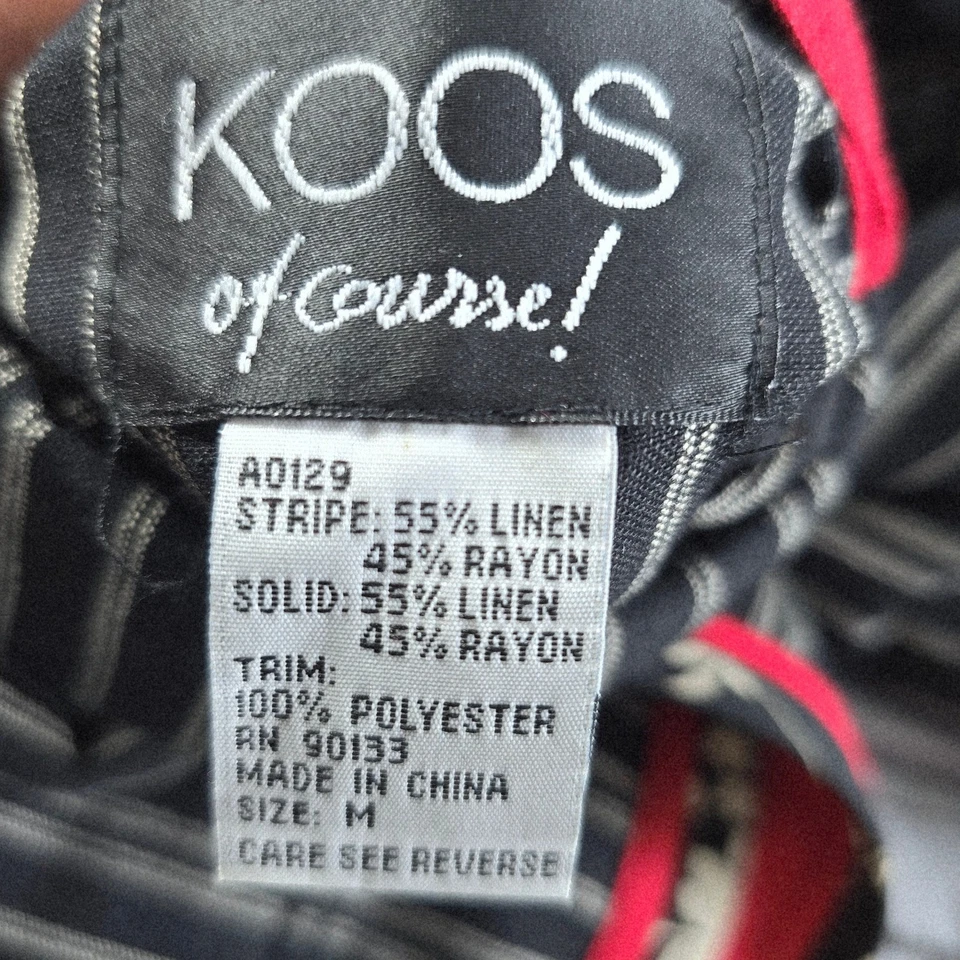 VTG KOOS of course! Reversible Jacket Black Stripe Red Floral Trim Woman Medium - Image 3 of 4