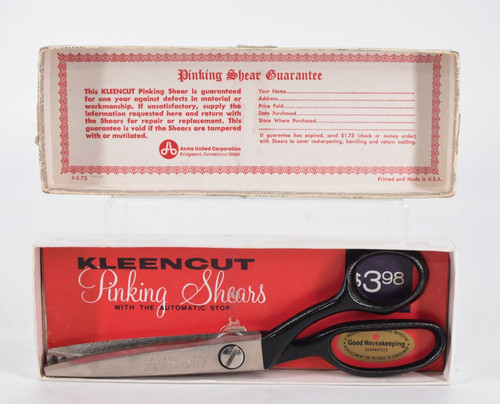 Vintage Deluxe Kleencut Pinking Shears Scissors U.S.A. Zig Zag Cut 7.5" w/Box