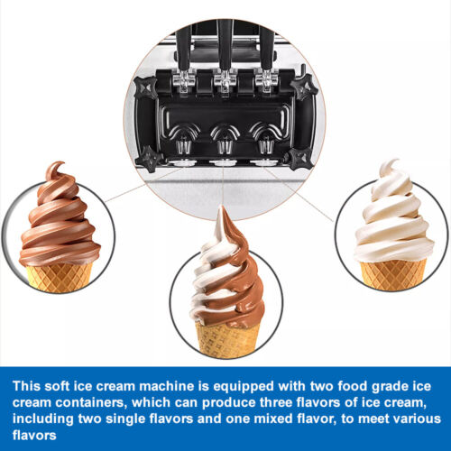 VEVOR Kommerzielle Softeismaschine Speiseeismaschine Eiscreme 3 Flavors 20-28L/H - Bild 3 von 22