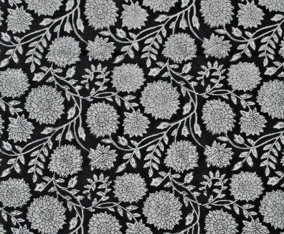 Индийская ткань хлопок одежда для бега свободного рукоделия 5 ярдов ручной блок с цветочным принтом - Изображение 3 из 4