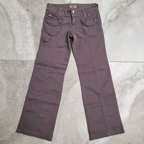 Nobo No Boundaries Y2K Juniors 7 LowRise Bootcut Khaki Gray Pants