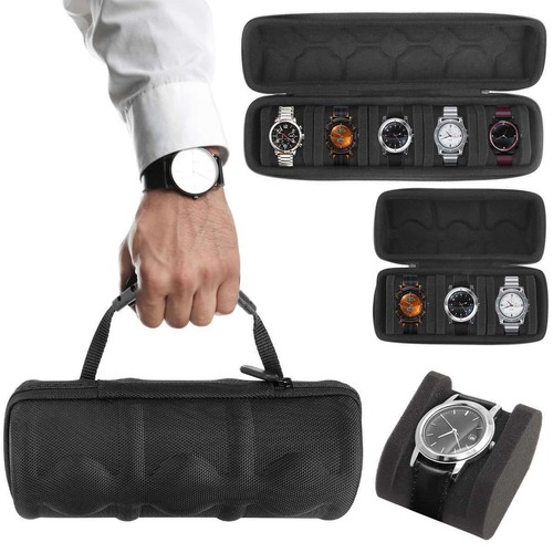 Custodia a rullo per orologio da viaggio 3/5 slot orologio da polso vetrina orologi scatola di immagazzinaggio NUOVO - Foto 3 di 15