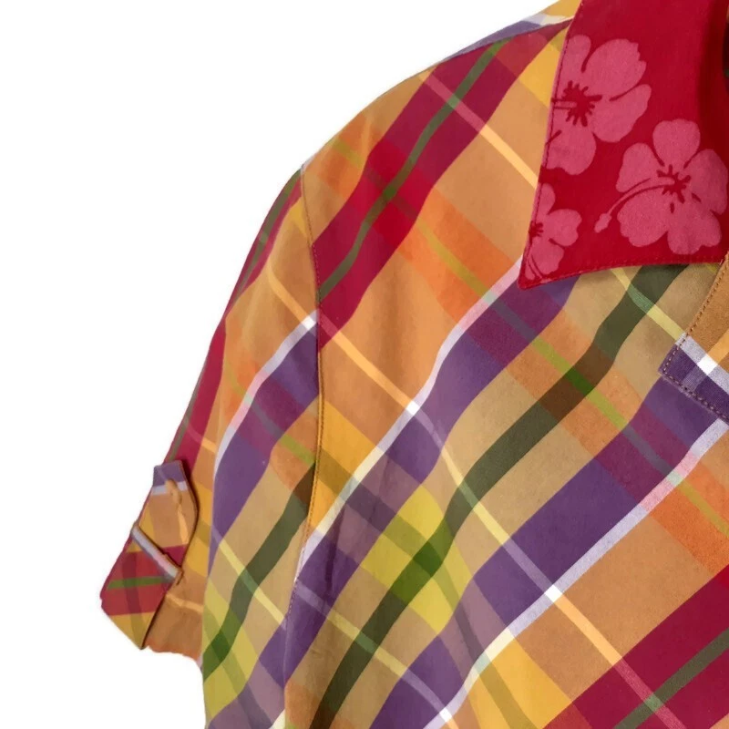 Blusa Bechamel Mujer Talla 1X Botón Frontal Manga Corta Multicolor Cuadros Foto 2 de 4