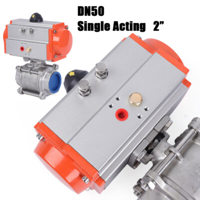 2'' Pneumatic Air Actuated Stainless Ball Valve Single Acting Spring Return New