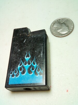 Vintage Ritelite Lighter Classic Blue Flame Working Black F82 90s Rare
