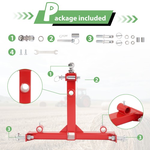 3 Punkt Heuballen Speer Anhängerkupplung Aufnahme mit Schwanenhalskugel für Kat 1 Traktor - Bild 36 von 48