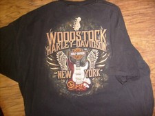 NY Harley Davidson T Shirt  2XL GRABBIN GEARS - WOODSTOCK 2015 - USED w/ holes