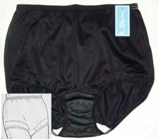 DIXIE BELLE 100 Nylon Scalloped Trim Full-Cut Black Brief Size 8/XL
