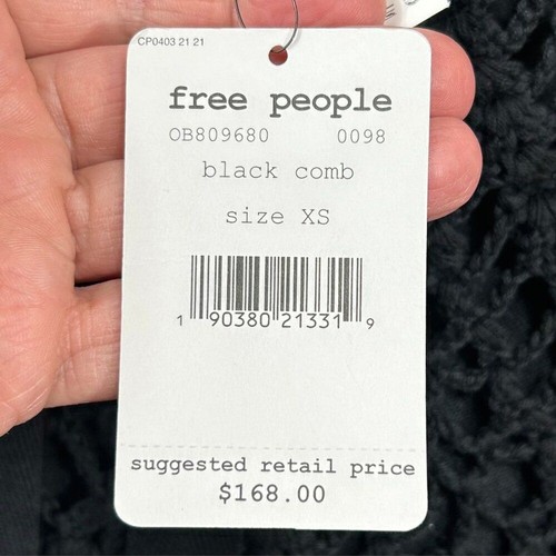 Free People NWT Black Sheer Crochet Back Tie Tank Top Size XS - Picture 6 of 13