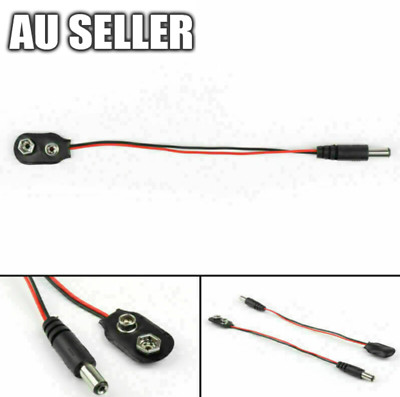 9V Battery Snap Clip Male DC Power Plug jack Arduino Connector to 2.1mm ...