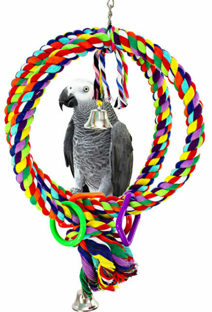 1036 Large Globe Rope Ring Swing Bird Toy Parrot Cage Toys Cages ...