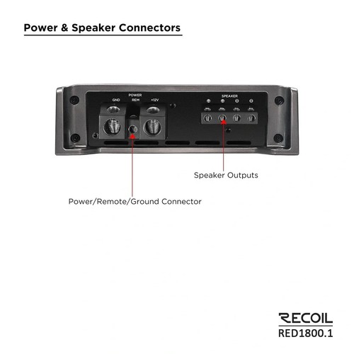 Recoil Audio RED1800.1 3,600 Watts Class-D Strappable Car Audio Mono-block - Picture 5 of 6
