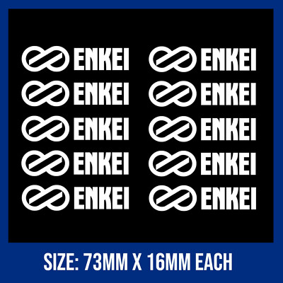 10x ENKEI WHEEL DECALS Stickers - White - JDM Skyline GTR Silvia EVO WRX RX7