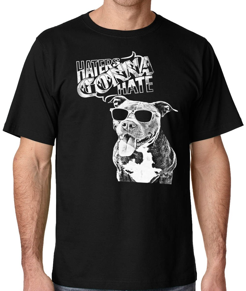 Pitbull Haters T-Shirt Cool Dog with Sunglasses Design for Men