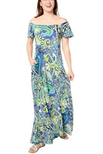 Attitudes by Renee Como Jersey Flutter Sleeve Maxi Dress Paisley