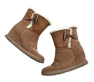 UGG Classic Femme Chestnut Suede Toggle Wedge Boots Women