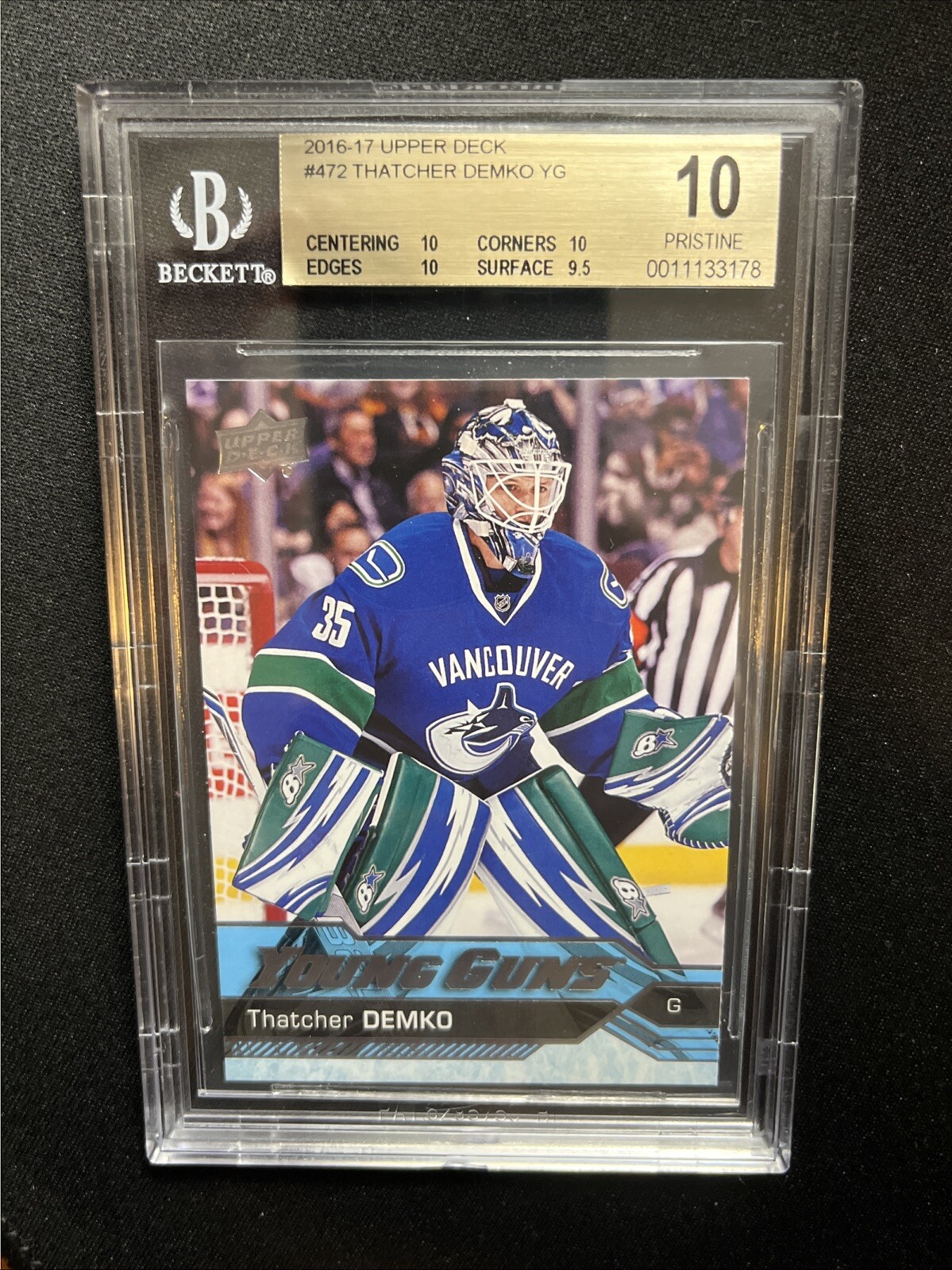 16-17 UD Series 2 Hockey Young Guns 472 Thatcher Demko BGS 10 Pristine