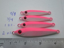 40 ANCHOVY FISH JIG/SPOON STYLE LURE BAIT 2,1,3/4,5/8 OZ. NEON PINK/WHITE 10ea.