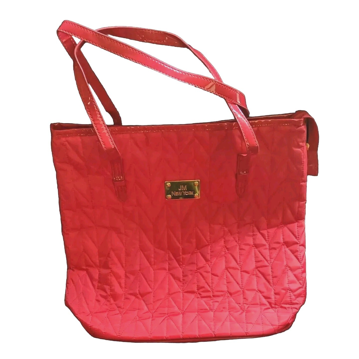 JM NEW YORK Large Quilted RED Tote Shoulder Bag Travel Purse Pocketbook