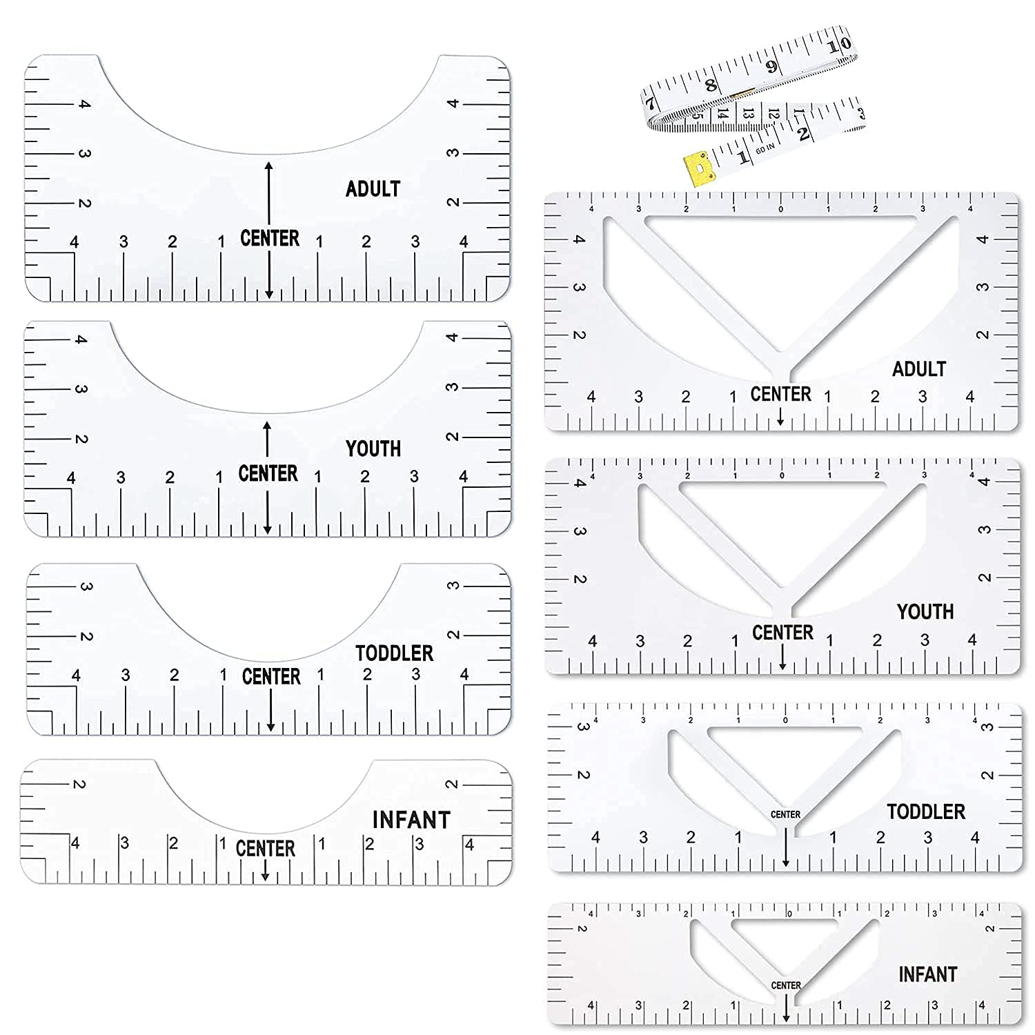 9Pcs T-Shirt Ruler Guide for Vinyl Alignment, Tshirt-Ruler for Heat Press, Tshir