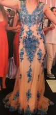 Evening dress wedding dress ball gown size 38 M stones blue 