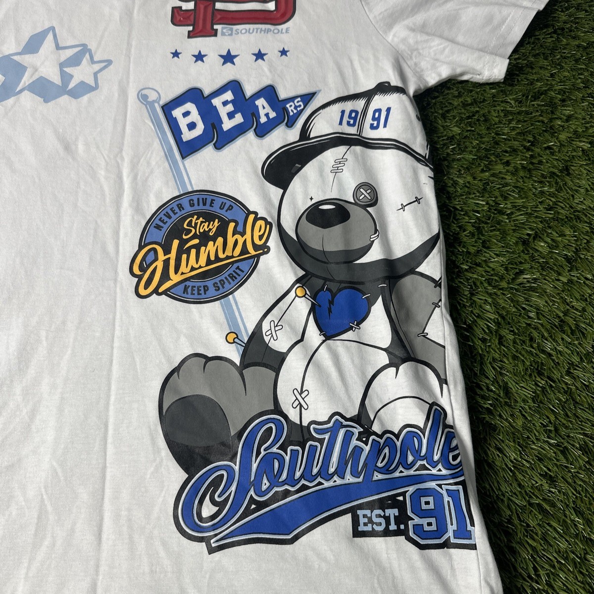 Southpole T-shirt Size L White Y2K All Over Print - Pre-owned