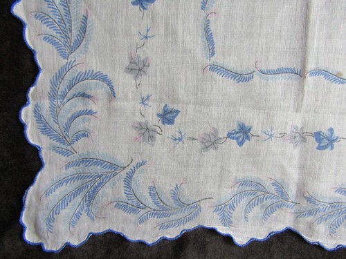Pañuelo estampado vintage hojas pañuelo azul estampado pañuelo 1372 - Imagen 10 de 14