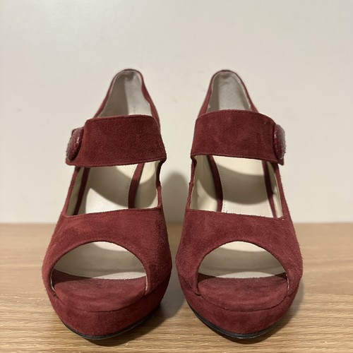 Wittner Red Velvet Shoes Heels Pumps Rockabilly Platform Quirky Size 37 As New - Picture 9 of 12