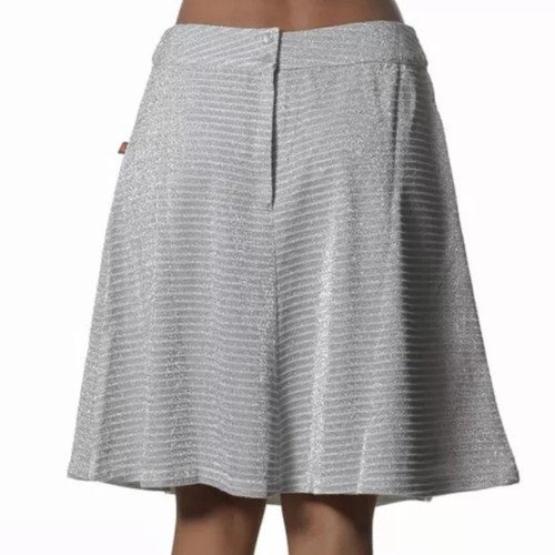 BOOM SHANKAR Bernice Silver Shimmer Metallic Stripe Skirt size 12 - Picture 4 of 11