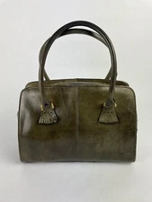 Perry Ellis Portfolio Designer Olive Leather Purse Handbag