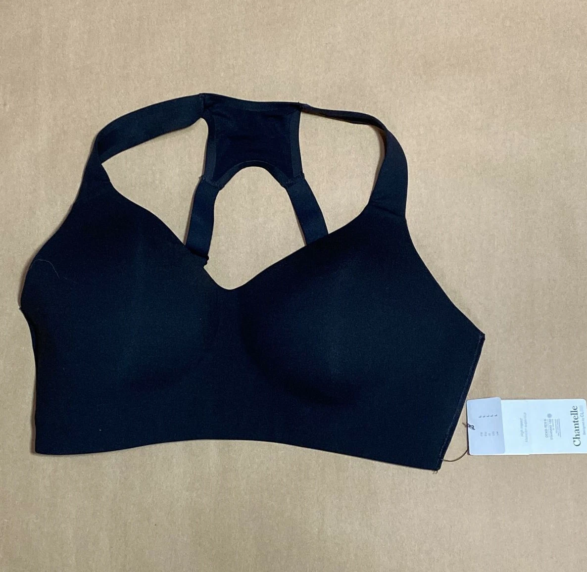 CHANTELLE High Impact Wirefree Sports Bra Size L Large Black #2948