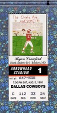 Alvin Harper 1st pro game Ticket Stub 8-3-1991 Cowboys Chiefs 1st PRE SEASON 👀