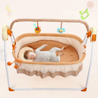 Baby Crib Cradle Electric Rocking Basket Newborn Auto-Swing Bed