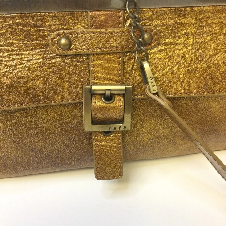 BLUTCH RAFE CHAROL DORADO ARRUGADO CUERO CON CORREA USADO EN EXCELENTE ESTADO VINTAGE Foto 3 de 4