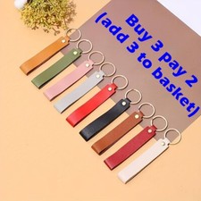 Big Luxurious Faux Leather Strap Keyring Keychain Car Key Chain Gift Ring Fob UK